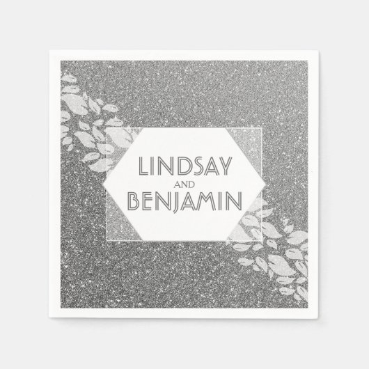 Silver Glitter Elegant Glam Wedding Servetten (Voorkant)