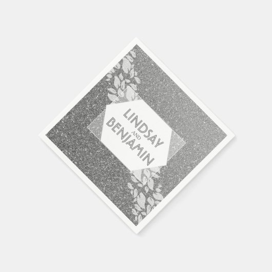 Silver Glitter Elegant  Glam Wedding Servetten (Hoek)