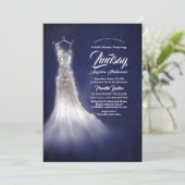 Silver Glitter Elegant Jurk Blauw Vrijgezellenfees Kaart (Staand voorkant)