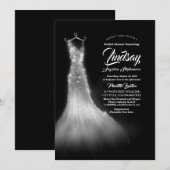 Silver Glitter Elegant Jurk Zwart Vrijgezellenfees Kaart (Voorkant / Achterkant)