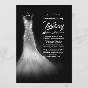 Silver Glitter Elegant Jurk Zwart Vrijgezellenfees Kaart