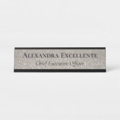 Silver Glitter Elegant Mode Custom Bureau Naambordje (Voorkant)