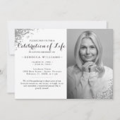 Silver Glitter Elegant Photo Celebration of life I Kaart (Voorkant)