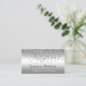 Silver Glitter Elegant Platinum Event Planner Visitekaartje (Staand voorkant)