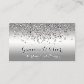 Silver Glitter Elegant Platinum Event Planner Visitekaartje (Voorkant)