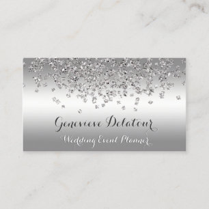 Silver Glitter Elegant Platinum Event Planner Visitekaartje