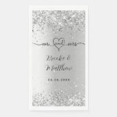 Silver glitter elegant script de heer mrs hart bru servet (Voorkant)