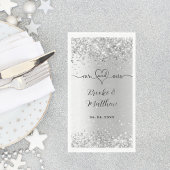 Silver glitter elegant script de heer mrs hart bru servet