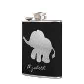 Silver Glitter Elephant, zwart - op maat Heupfles (Links)