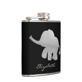 Silver Glitter Elephant, zwart - op maat Heupfles (Rechts)