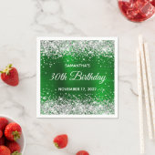 Silver Glitter Emerald Green Folie 30th Birthday Servet (Insitu)