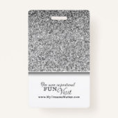 Silver Glitter Employee Zurse Doctor Foto Naam Badge (Achterkant)