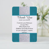 Silver Glitter en Aqua Blauwgroen met Zwematisch d Bedankkaart (Staand voorkant)