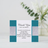 Silver Glitter en Aqua Blauwgroen met Zwematisch d Briefkaart (Staand voorkant)