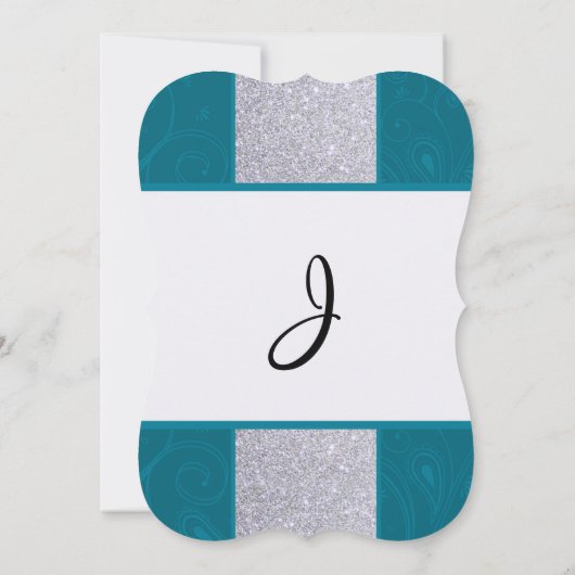 Silver Glitter en Aqua Blauwgroen met Zwematisch d Kaart (Achterkant)