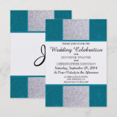 Silver Glitter en Aqua Blauwgroen met Zwematisch d Kaart (Voorkant / Achterkant)