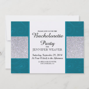 Silver Glitter en Aqua Blauwgroen met Zwematisch d Kaart