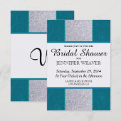 Silver Glitter en Aqua Blauwgroen met Zwematisch d Kaart (Voorkant / Achterkant)