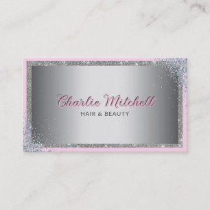 Silver Glitter en Background Visitekaartje
