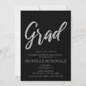 Silver Glitter en Black Graduation Party Kaart (Voorkant)