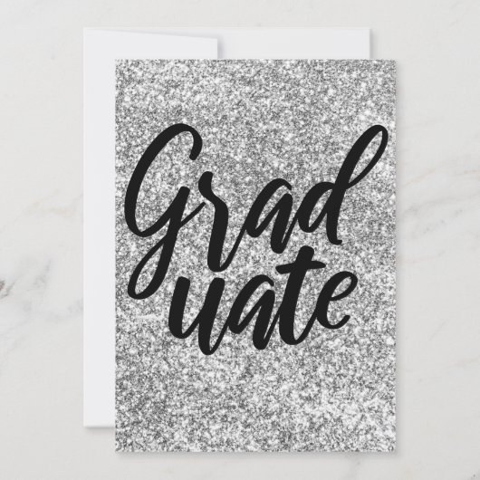 Silver Glitter en Black Graduation Party Kaart (Achterkant)