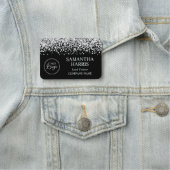 Silver Glitter en Black Logo Company Naamplaatje (In situ)