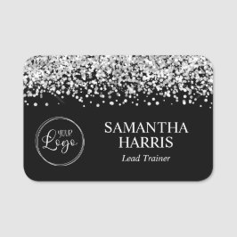 Silver Glitter en Black Logo Naamplaatje