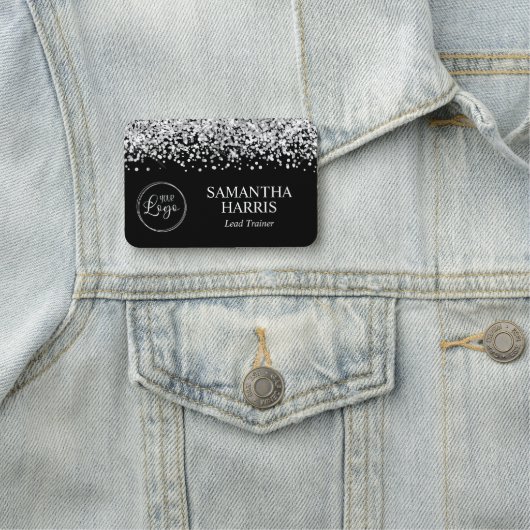 Silver Glitter en Black Logo Naamplaatje (In situ)