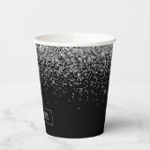 Silver Glitter en Black Monogram Paper Cups Papieren Bekers (Links)