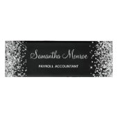 Silver Glitter en Black Naambadge (Voorkant)