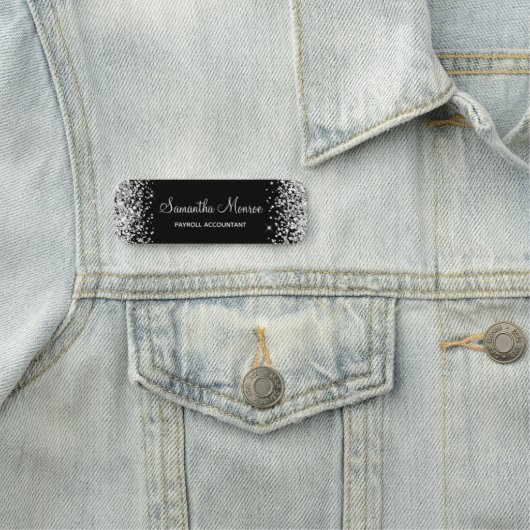 Silver Glitter en Black Naamplaatje (In situ)