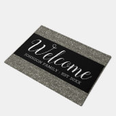 Silver Glitter en Black Welcome Home Deurmat (Schuin)
