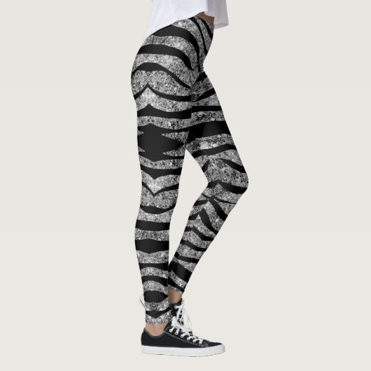 Silver Glitter en Black Zebra Stripes Leggings (Rechts)
