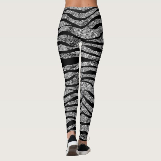 Silver Glitter en Black Zebra Stripes Leggings (Achterkant)