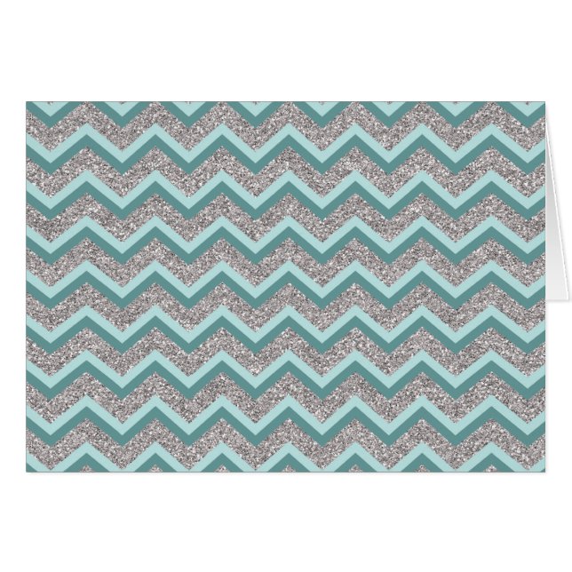 Silver Glitter en Blauwgroen ZigZag (Voorkant Horizontaal)