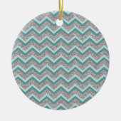 Silver Glitter en Blauwgroen ZigZag Keramisch Ornament (Voorkant)