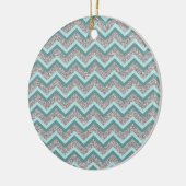 Silver Glitter en Blauwgroen ZigZag Keramisch Ornament (Links)