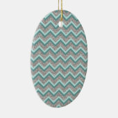 Silver Glitter en Blauwgroen ZigZag Keramisch Ornament (Rechts)