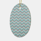 Silver Glitter en Blauwgroen ZigZag Keramisch Ornament (Links)