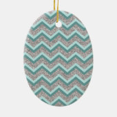 Silver Glitter en Blauwgroen ZigZag Keramisch Ornament (Achterkant)