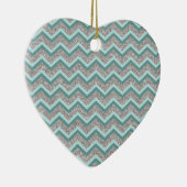 Silver Glitter en Blauwgroen ZigZag Keramisch Ornament (Rechts)