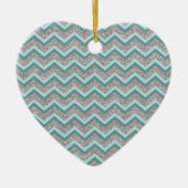 Silver Glitter en Blauwgroen ZigZag Keramisch Ornament (Voorkant)