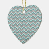 Silver Glitter en Blauwgroen ZigZag Keramisch Ornament (Links)