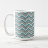 Silver Glitter en Blauwgroen ZigZag Koffiemok (Links)