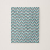 Silver Glitter en Blauwgroen ZigZag Legpuzzel (Verticaal)