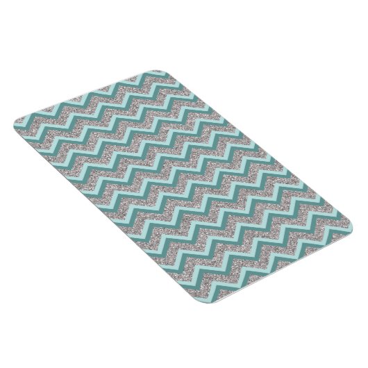Silver Glitter en Blauwgroen ZigZag Magneet (Rechterzijde)