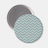 Silver Glitter en Blauwgroen ZigZag Magneet (Voorkant / Achterkant)