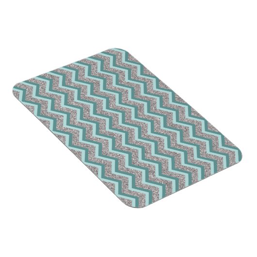Silver Glitter en Blauwgroen ZigZag Magneet (Rechterzijde)