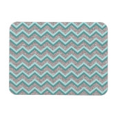 Silver Glitter en Blauwgroen ZigZag Magneet (Horizontaal)