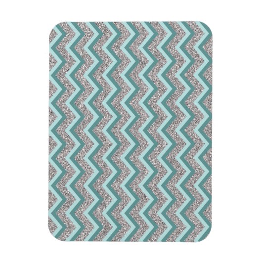 Silver Glitter en Blauwgroen ZigZag Magneet (Verticaal)